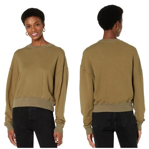 n:PHILANTHROPHY Sela French Terry Long Sleeve Sweatshirt in Olive Size Medium - Picture 1 of 7